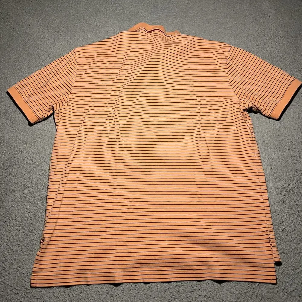 Polo Ralph Lauren Short Sleeve Polo Shirt Mens Large Peach Cotton Stripe Logo